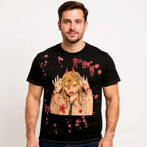 Chainsaw Man Anime Graphic Tee Black Size S